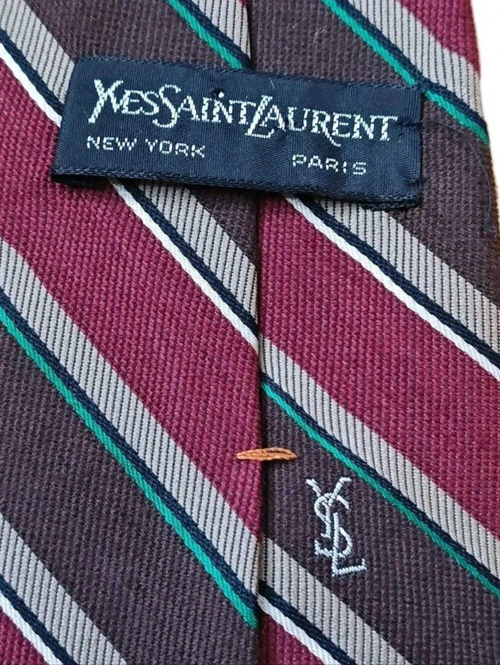 Vtg Yves Saint Laurent Devereaux Styles Italian Wool Silk Repp Neck Tie Striped